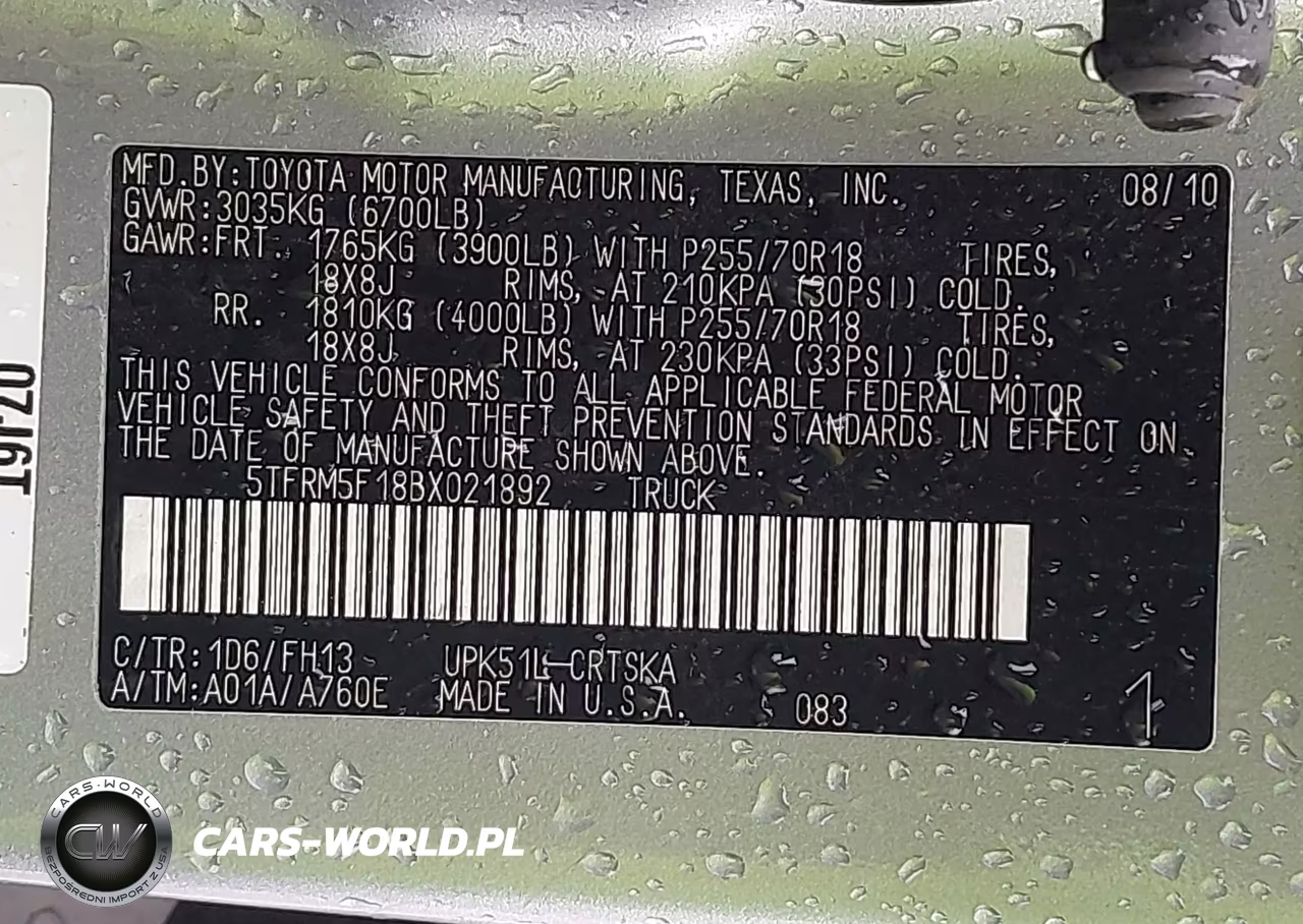 2011 Toyota Tundra Grade 4.6L V8 VIN:5TFRM5F18BX021892 - 9