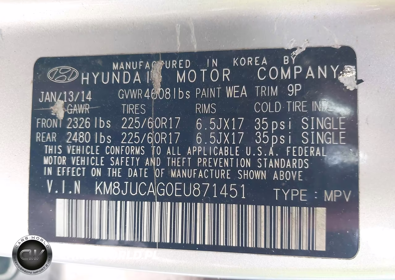 2014 Hyundai Tucson Se VIN:KM8JUCAG0EU871451 - 9
