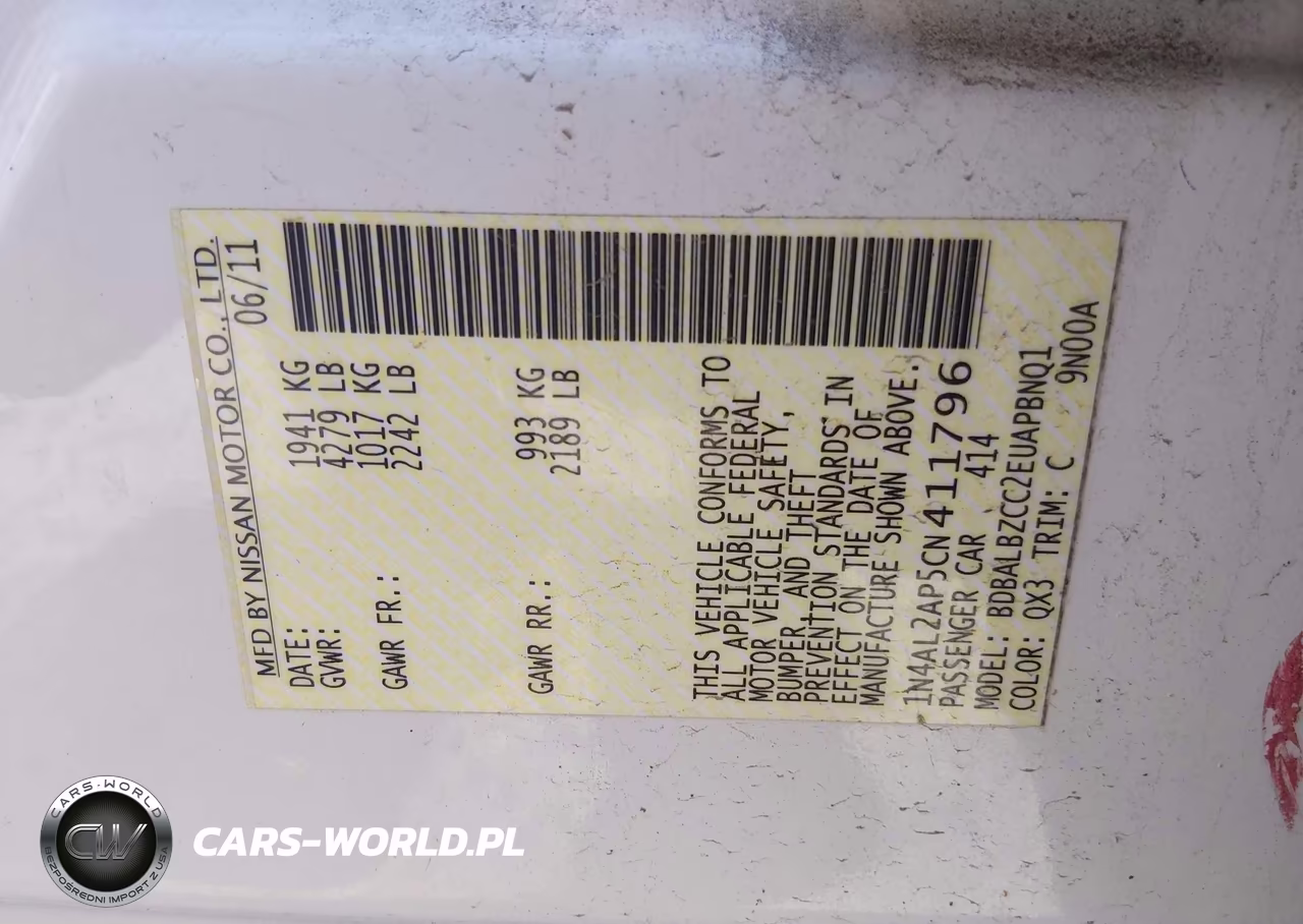 2012 Nissan Altima 2.5 S VIN:1N4AL2AP5CN411796 - 9