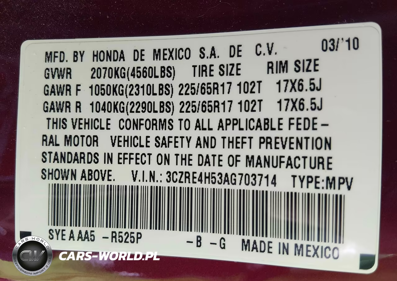 2010 Honda Cr-V Ex VIN:3CZRE4H53AG703714 - 9