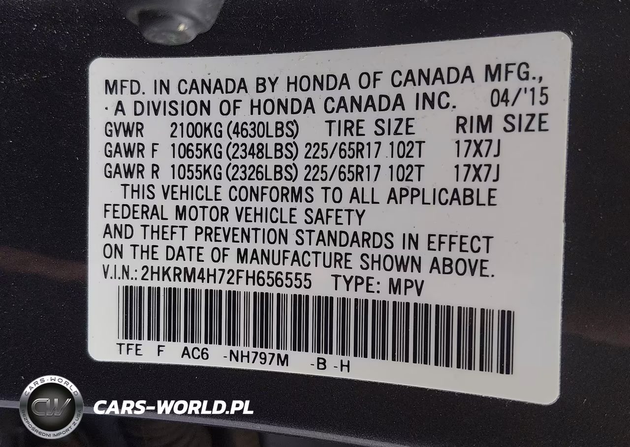 2015 Honda Cr-V Ex-L VIN:2HKRM4H72FH656555 - 9