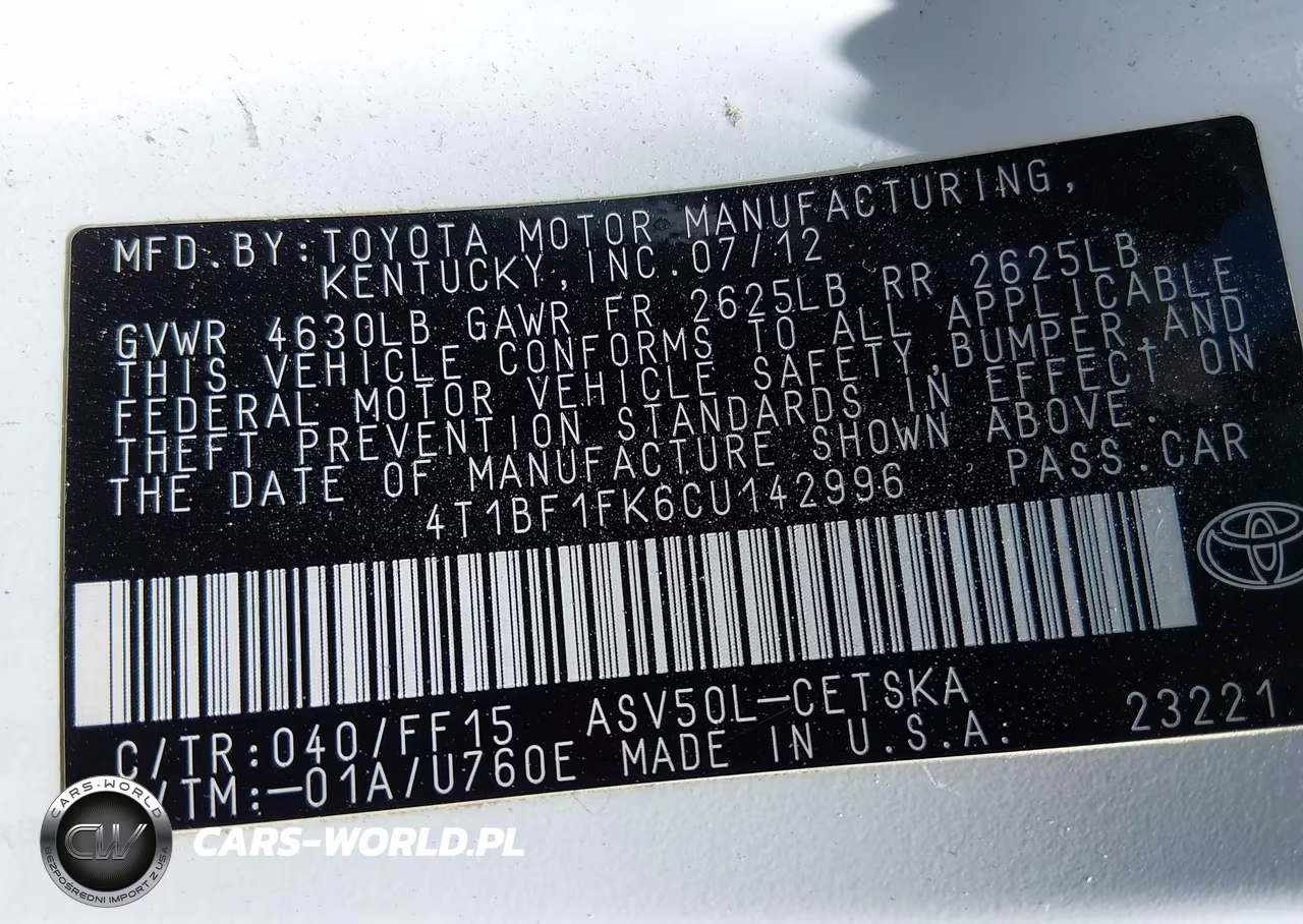 2012 Toyota Camry Se VIN:4T1BF1FK6CU142996 - 9