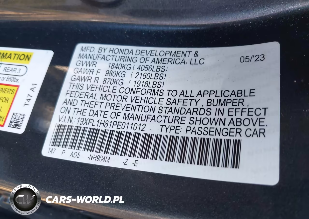 2023 Honda Civic Sport Touring VIN:19XFL1H81PE011012 - 9