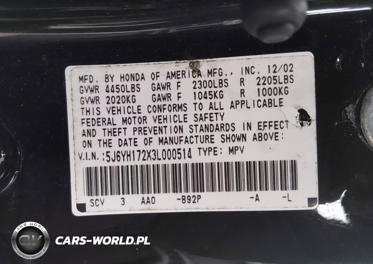 2003 Honda Element Dx VIN:5J6YH172X3L000514 - 9