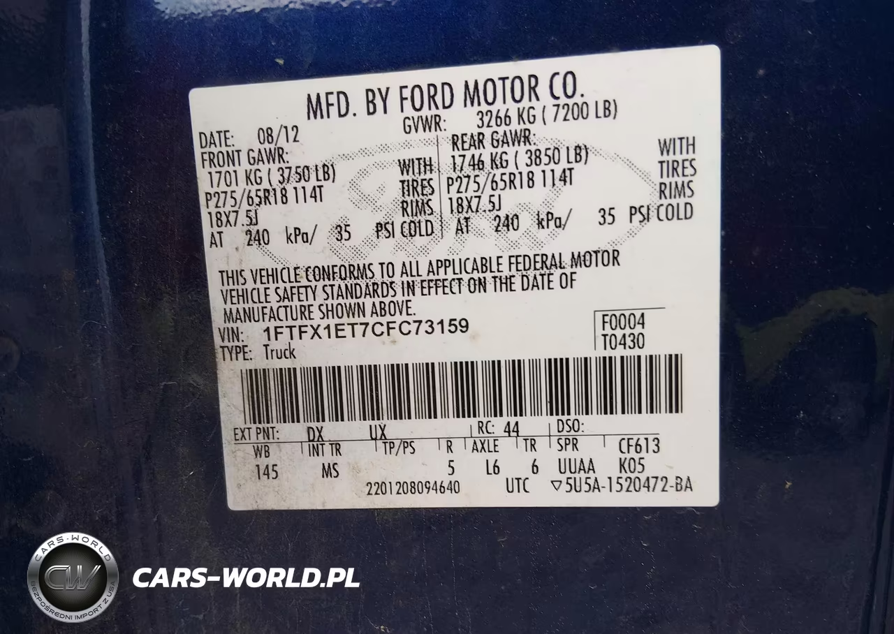 2012 Ford F-150 Xlt VIN:1FTFX1ET7CFC73159 - 9