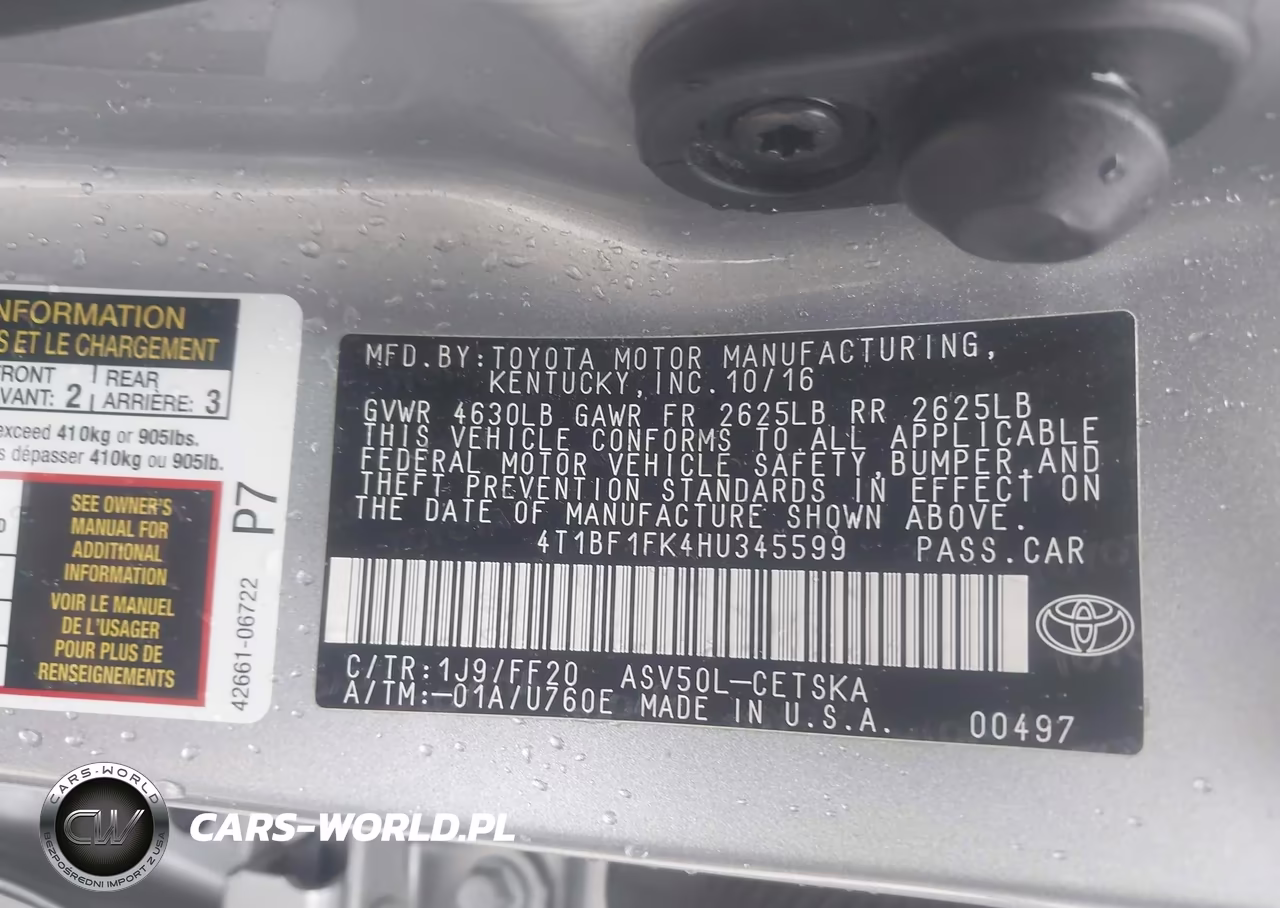 2017 Toyota Camry Se VIN:4T1BF1FK4HU345599 - 9