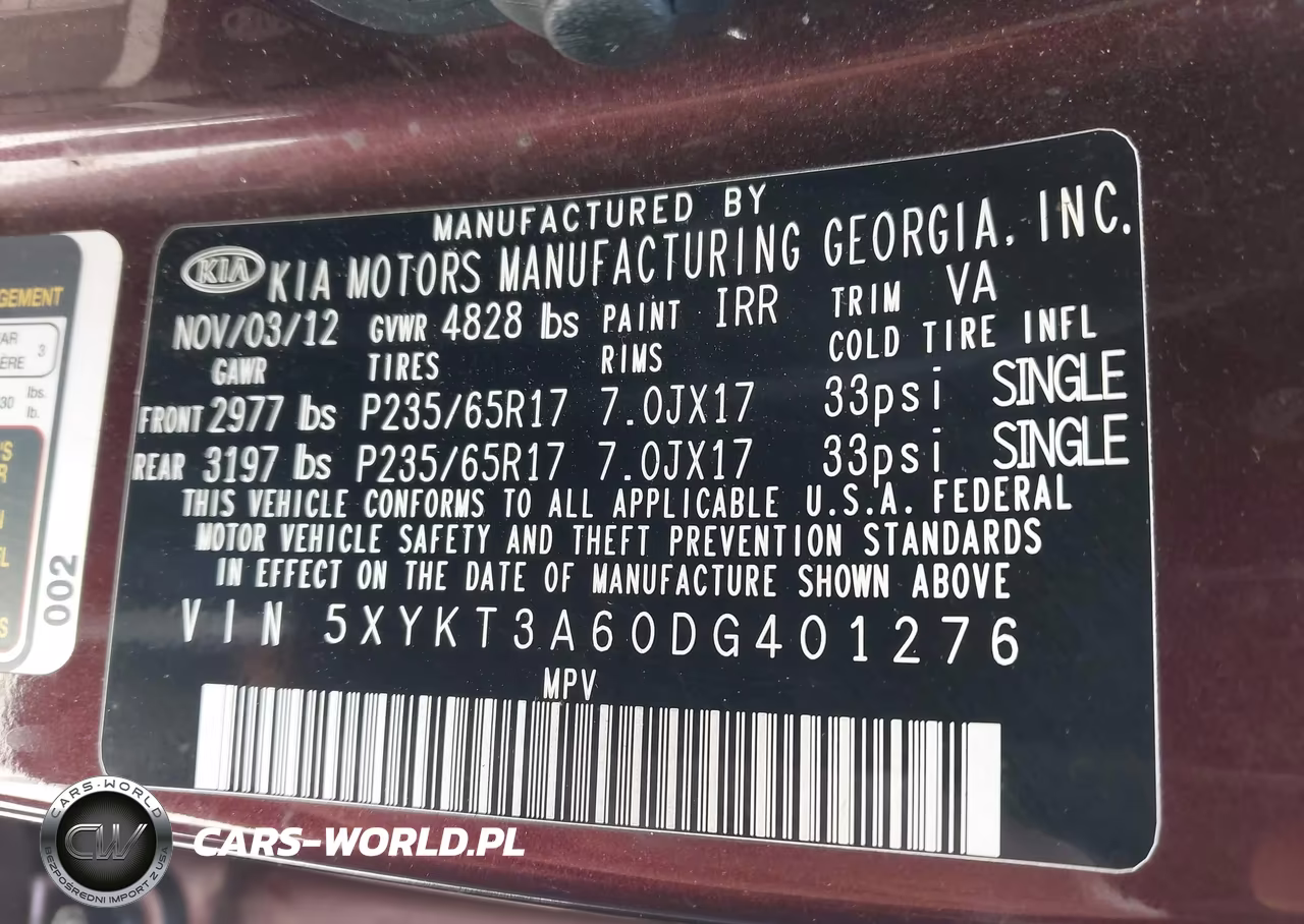 2013 Kia Sorento Lx VIN:5XYKT3A60DG401276 - 9