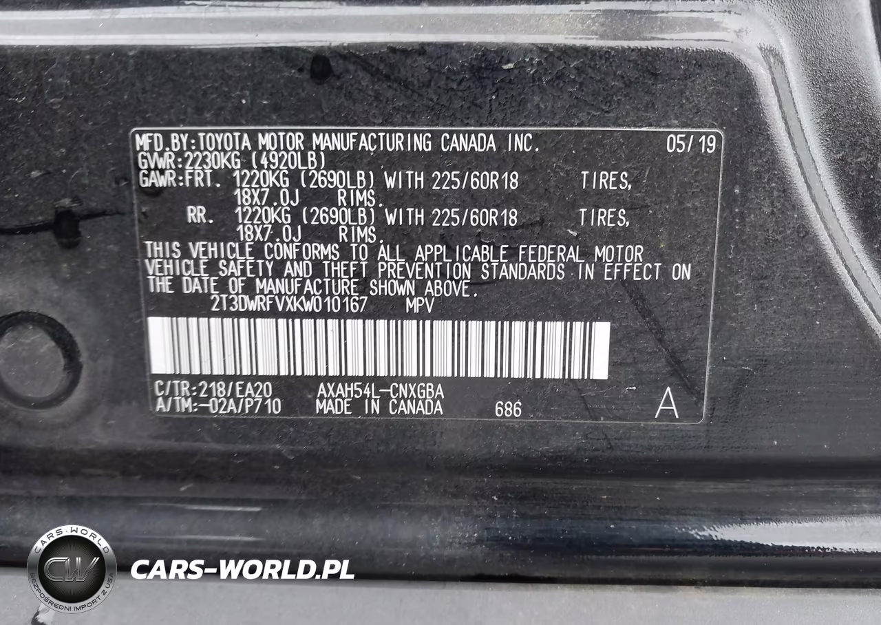2019 Toyota Rav4 Hybrid Limited VIN:2T3DWRFVXKW010167 - 9