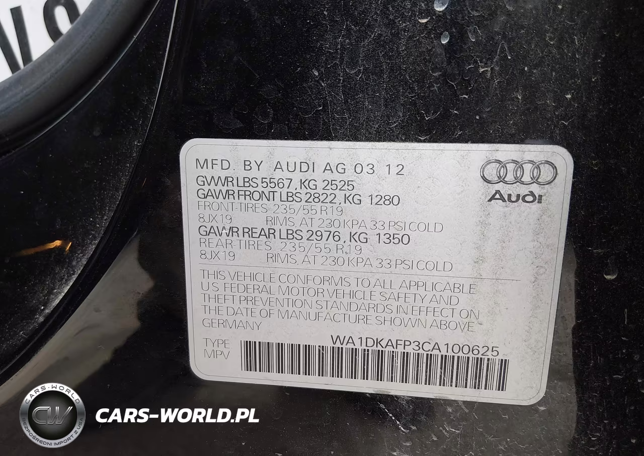 2012 Audi Q5 3.2 Premium Plus VIN:WA1DKAFP3CA100625 - 9