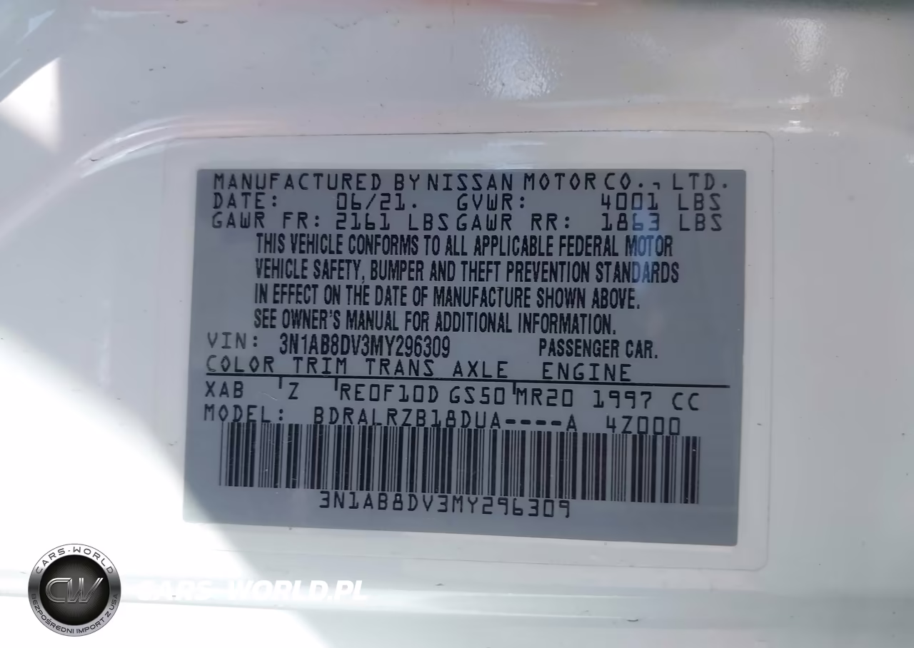 2021 Nissan Sentra Sr Xtronic Cvt VIN:3N1AB8DV3MY296309 - 9