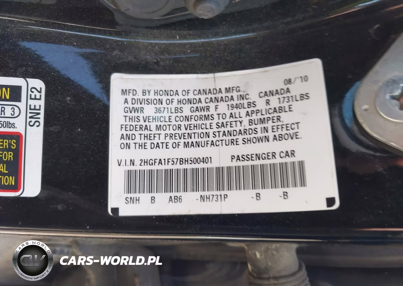 2011 Honda Civic Lx VIN:2HGFA1F57BH500401 - 9