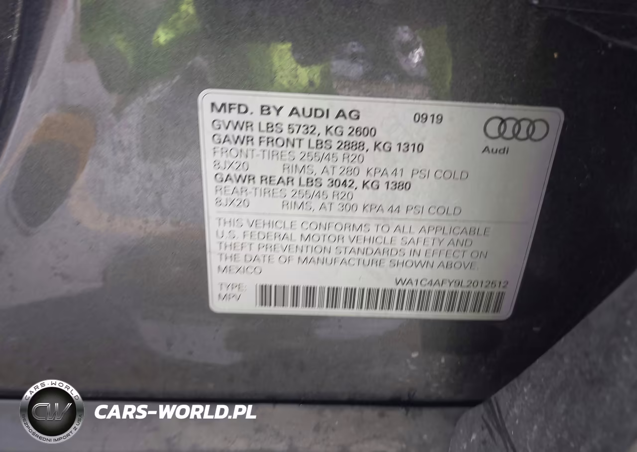2020 Audi Sq5 Prestige Tfsi Quattro Tiptronic VIN:WA1C4AFY9L2012512 - 9