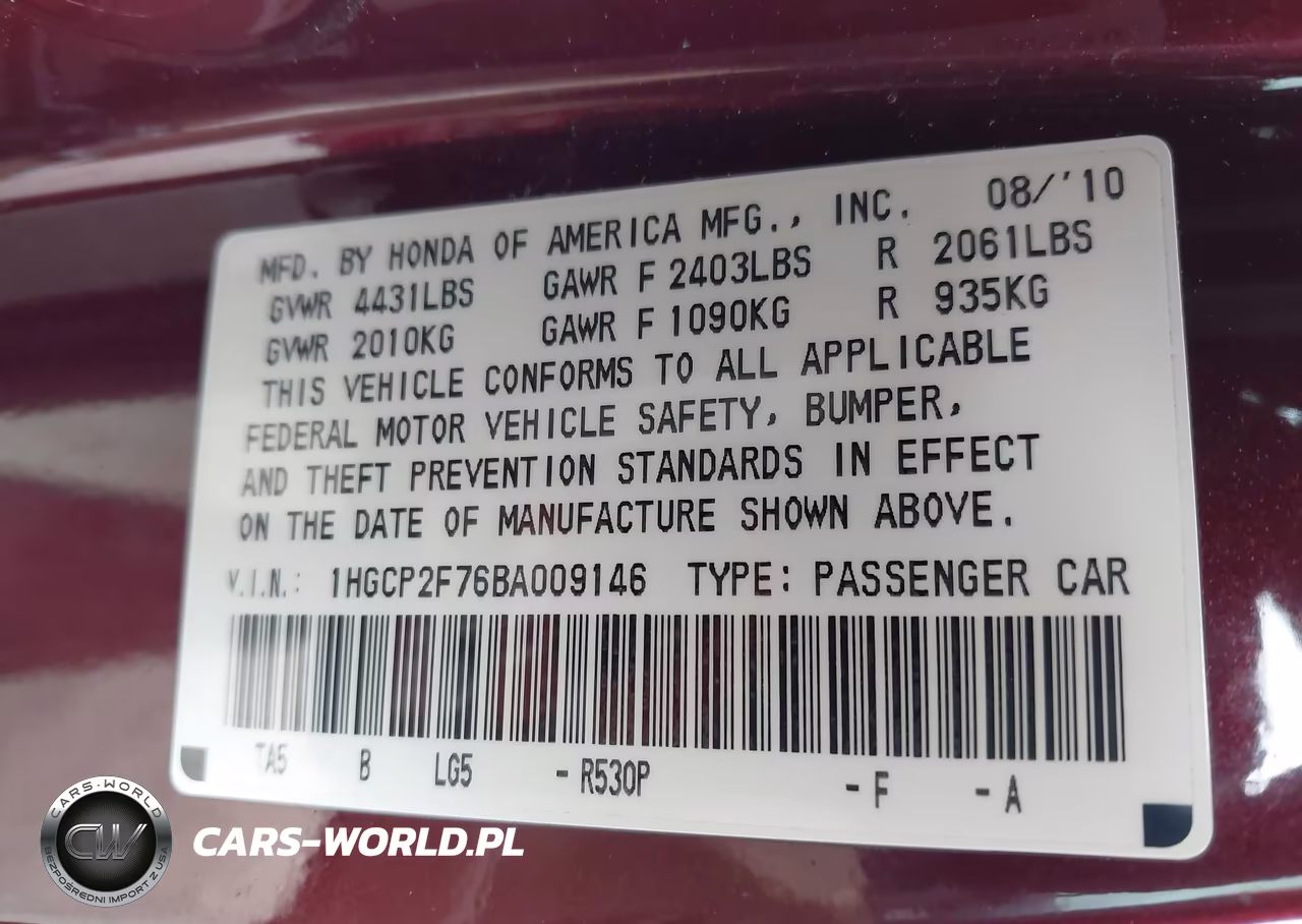 2011 Honda Accord 2.4 Ex VIN:1HGCP2F76BA009146 - 9