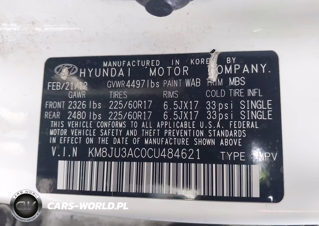 2012 Hyundai Tucson Gls VIN:KM8JU3AC0CU484621 - 9