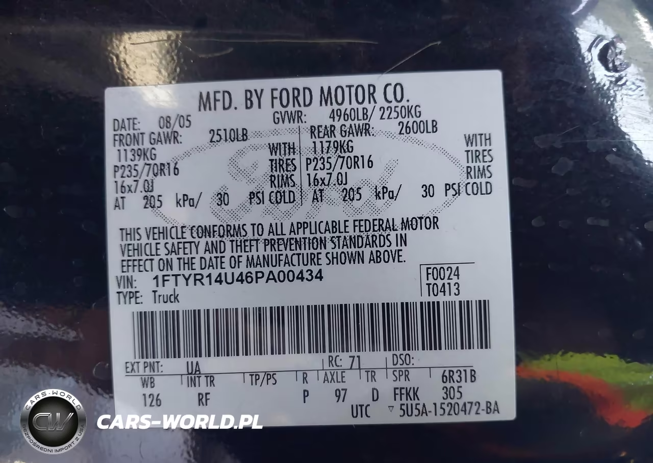 2006 Ford Ranger Sport-Stx-Xl-Xlt VIN:1FTYR14U46PA00434 - 9