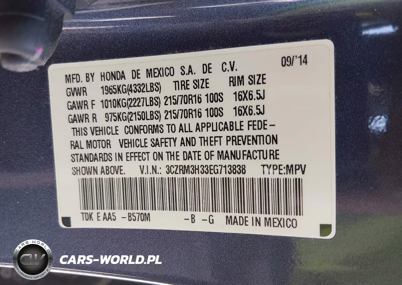 2014 Honda Cr-V Lx VIN:3CZRM3H33EG713838 - 9