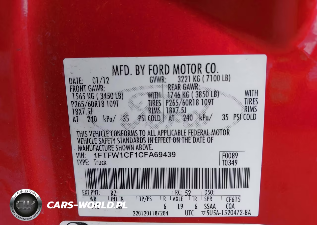 2012 Ford F-150 Fx2 VIN:1FTFW1CF1CFA69439 - 9