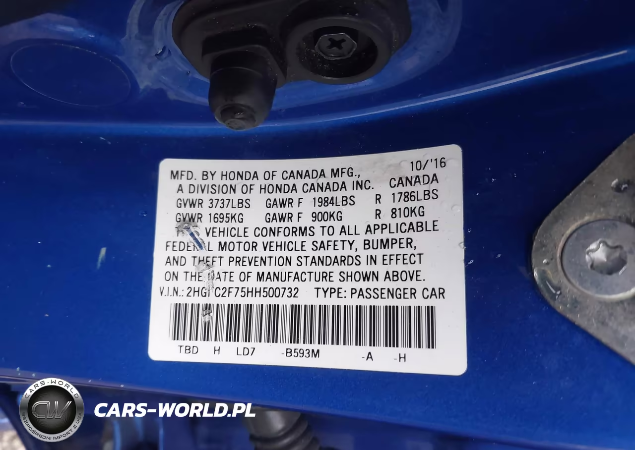 2017 Honda Civic Ex VIN:2HGFC2F75HH500732 - 9