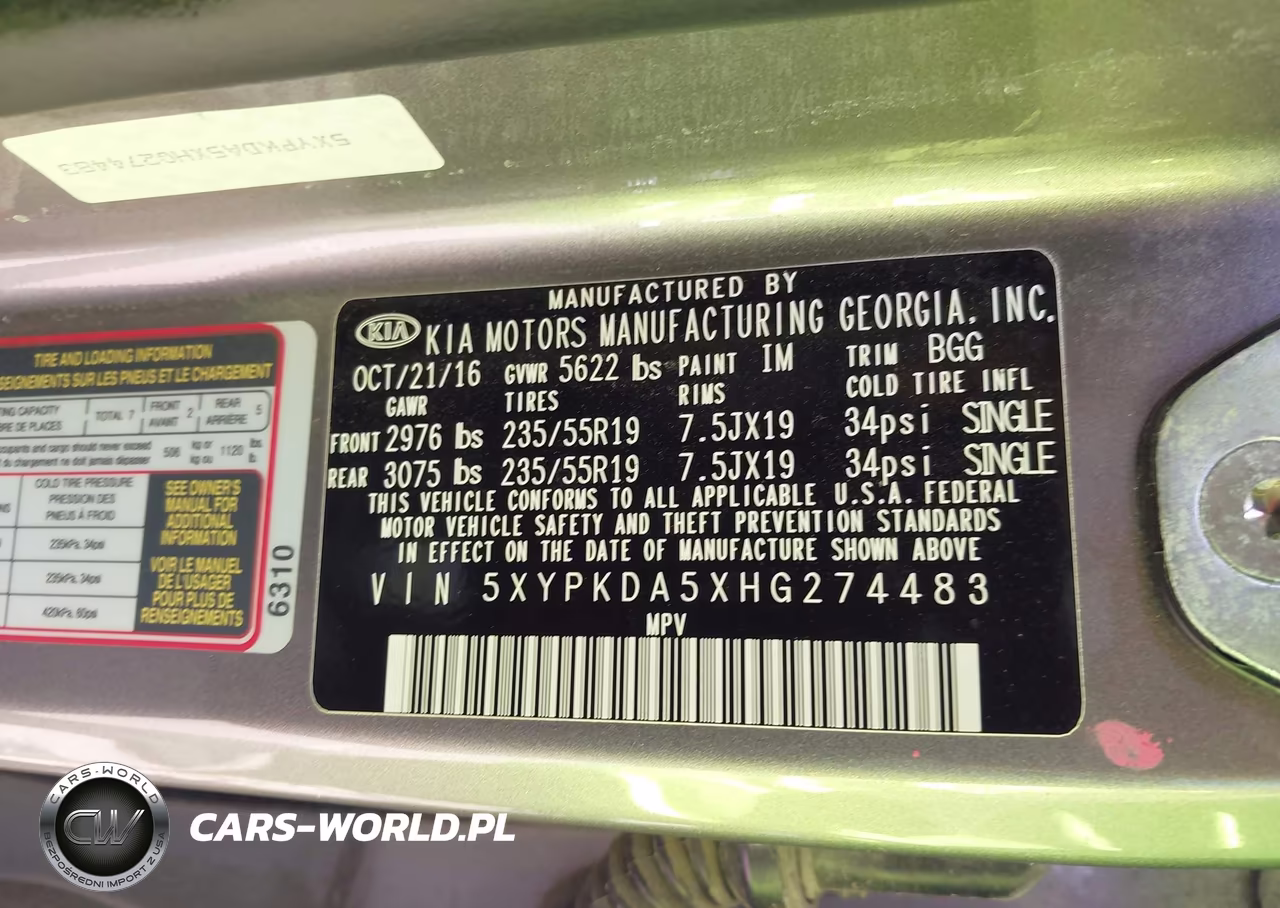 2017 Kia Sorento 3.3L Sx VIN:5XYPKDA5XHG274483 - 9