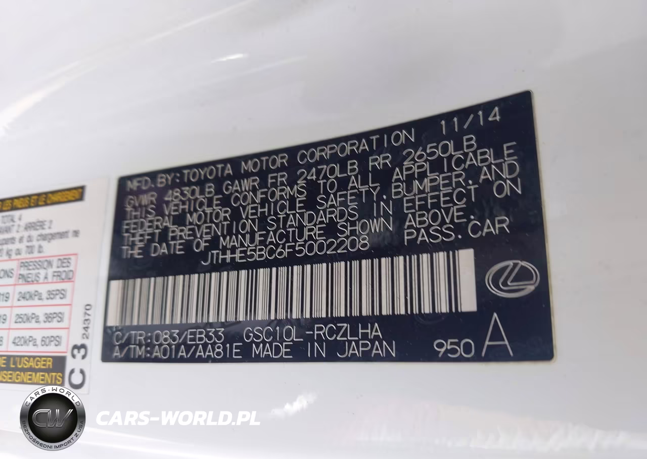2015 Lexus Rc 350 VIN:JTHHE5BC6F5002208 - 9