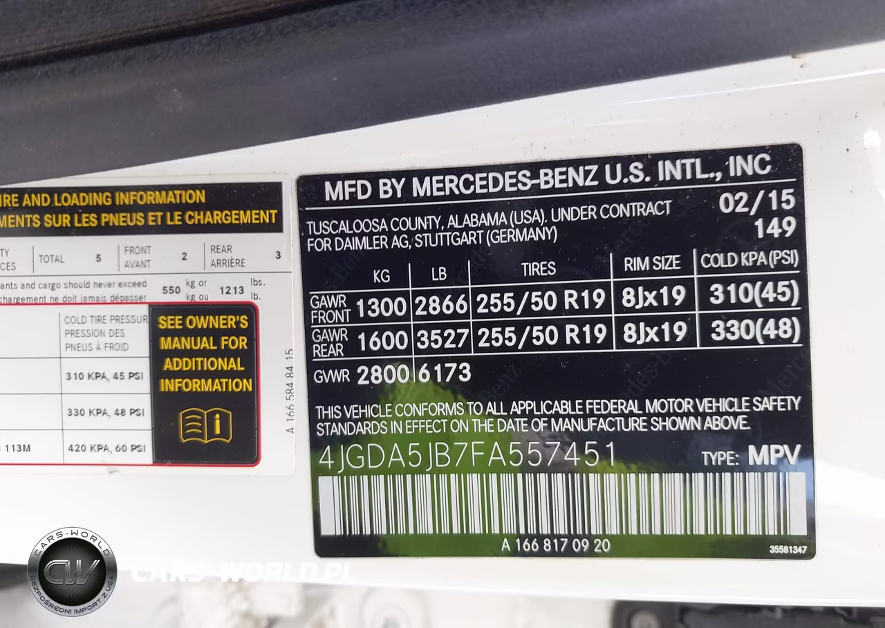 2015 Mercedes-Benz Ml 350 VIN:4JGDA5JB7FA557451 - 9