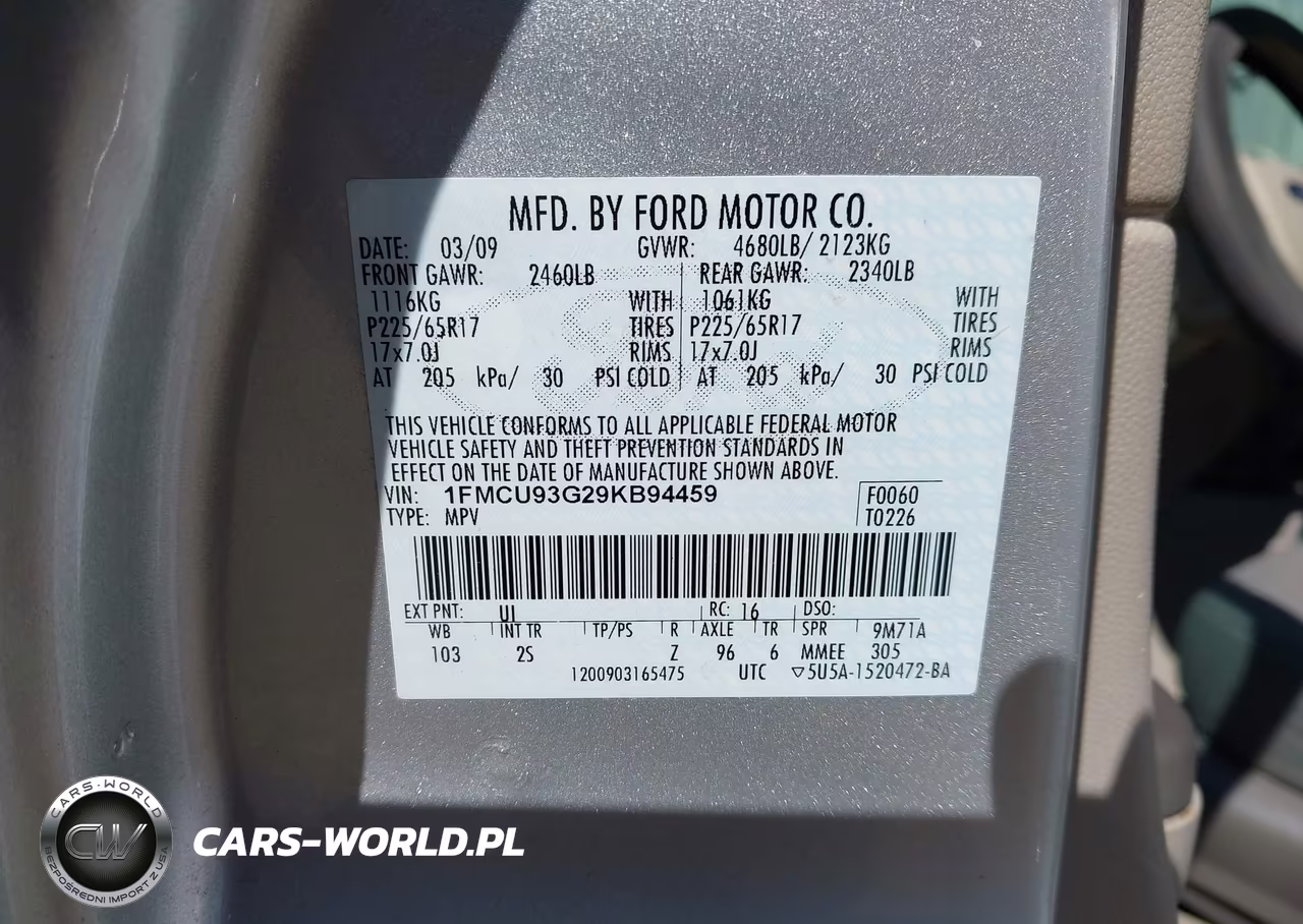 2009 Ford Escape Xlt VIN:1FMCU93G29KB94459 - 9