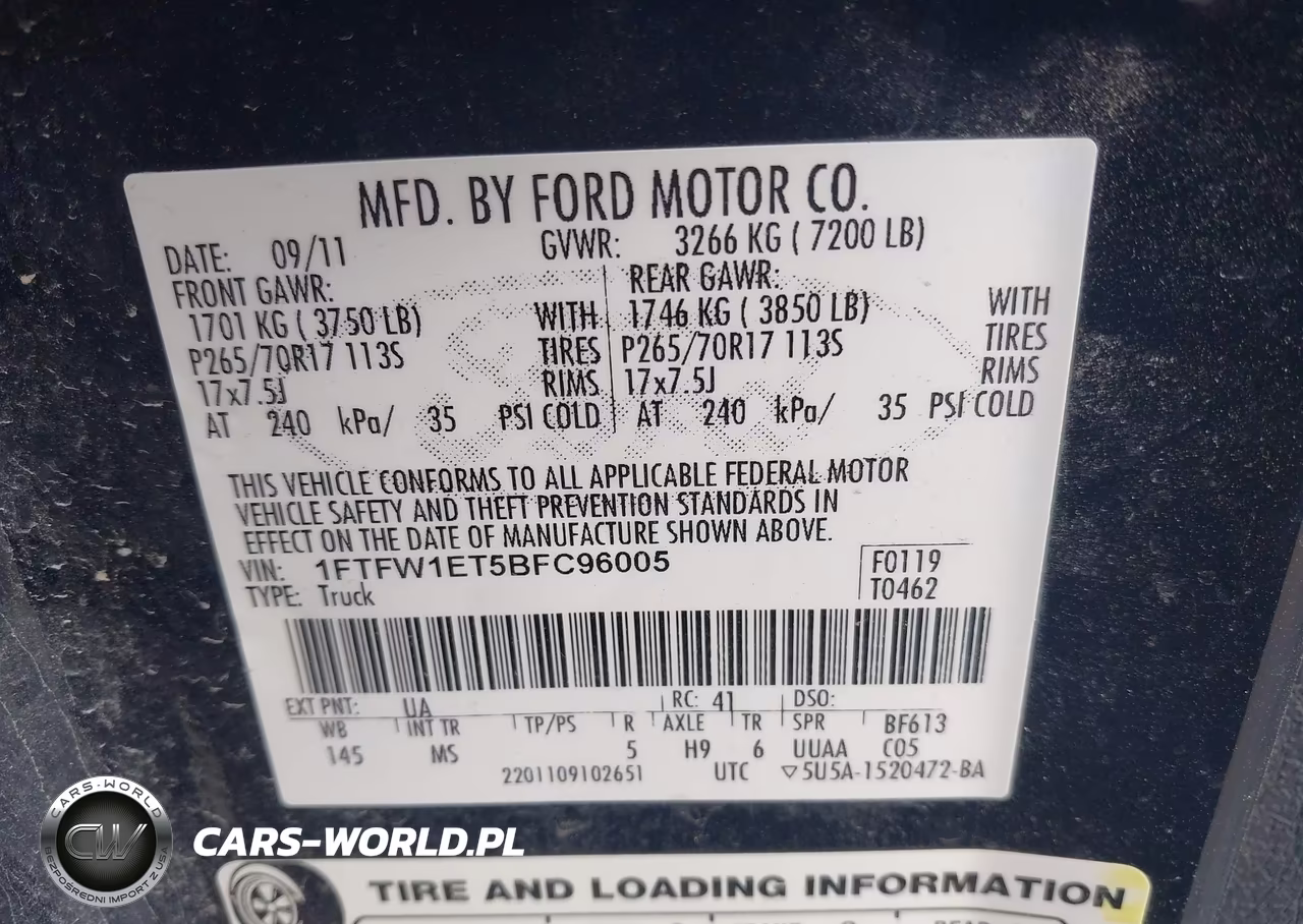 2011 Ford F-150 Xlt VIN:1FTFW1ET5BFC96005 - 9