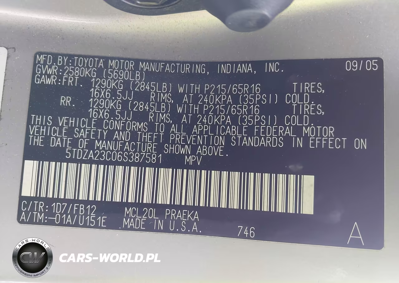 2006 Toyota Sienna Ce VIN:5TDZA23C06S387581 - 9