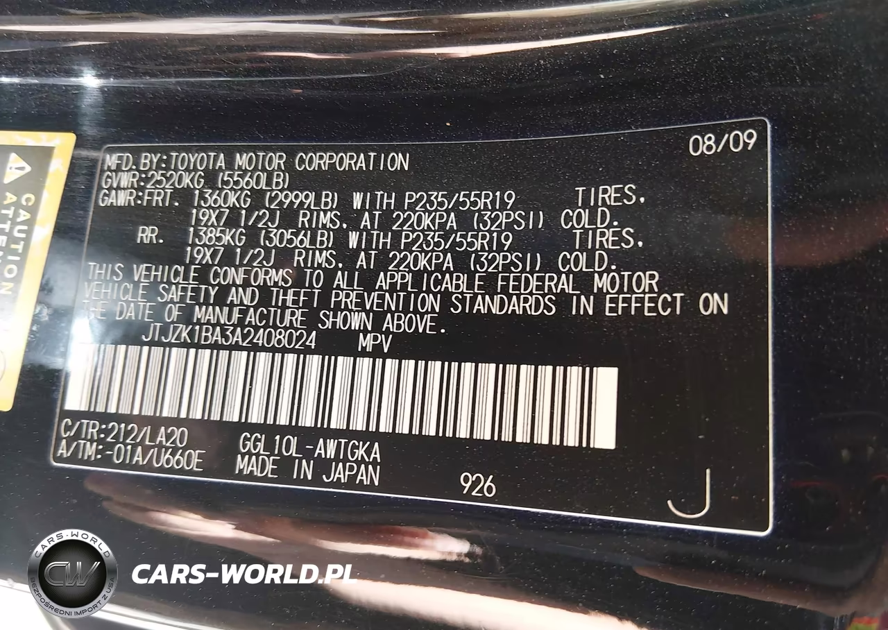 2010 Lexus Rx 350 VIN:JTJZK1BA3A2408024 - 9