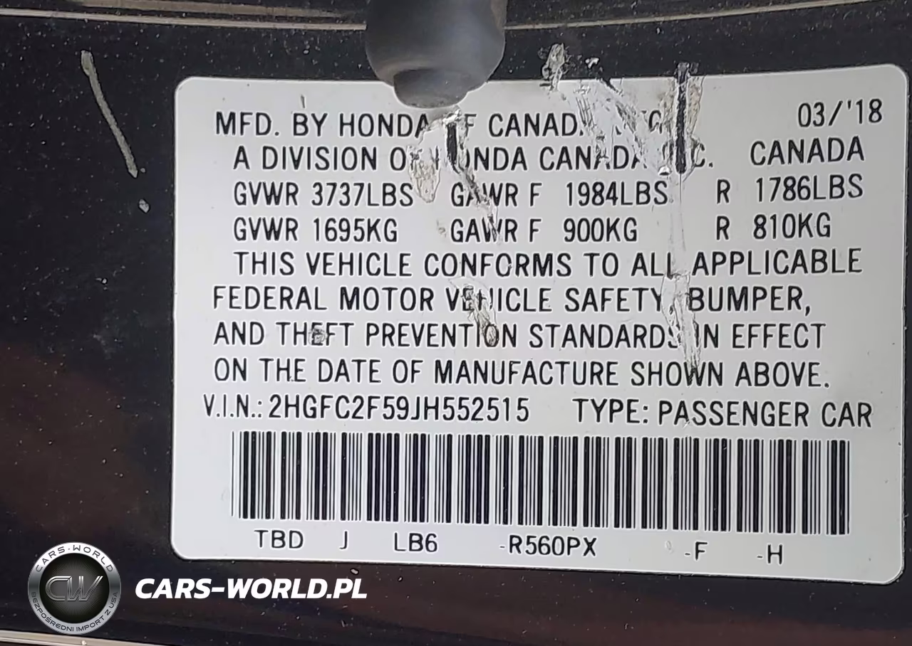 2018 Honda Civic Lx VIN:2HGFC2F59JH552515 - 9