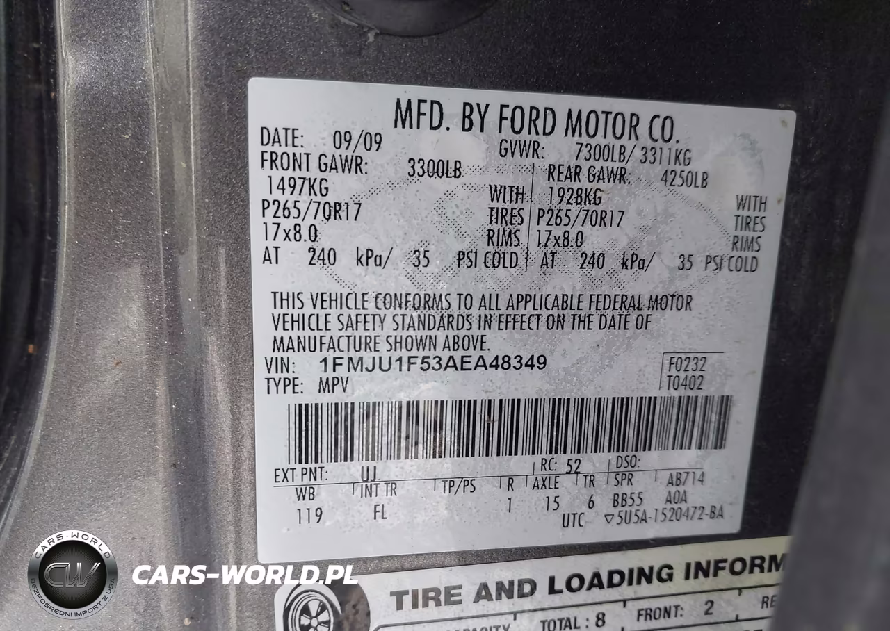 2010 Ford Expedition Xlt VIN:1FMJU1F53AEA48349 - 9