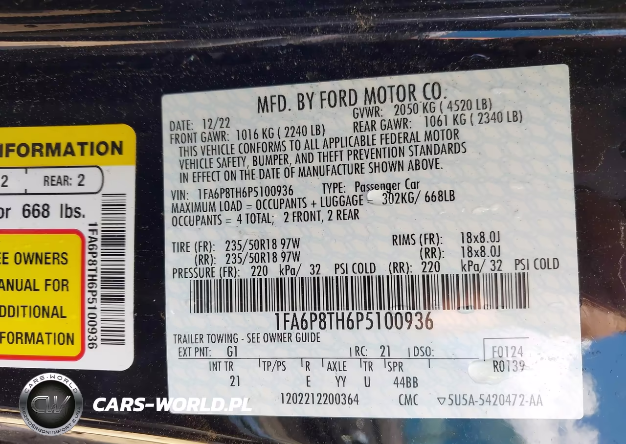 2023 Ford Mustang Ecoboost Fastback VIN:1FA6P8TH6P5100936 - 9