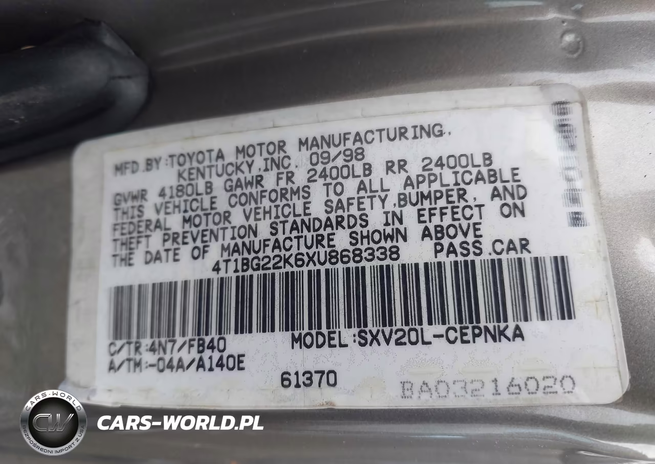 1999 Toyota Camry Le VIN:4T1BG22K6XU868338 - 9