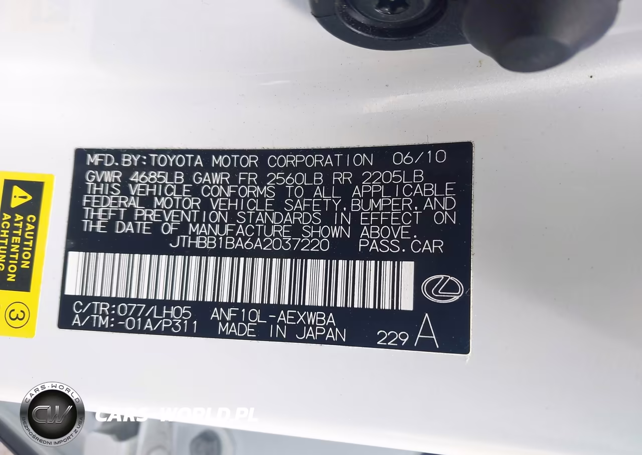 2010 Lexus Hs 250H Premium VIN:JTHBB1BA6A2037220 - 9