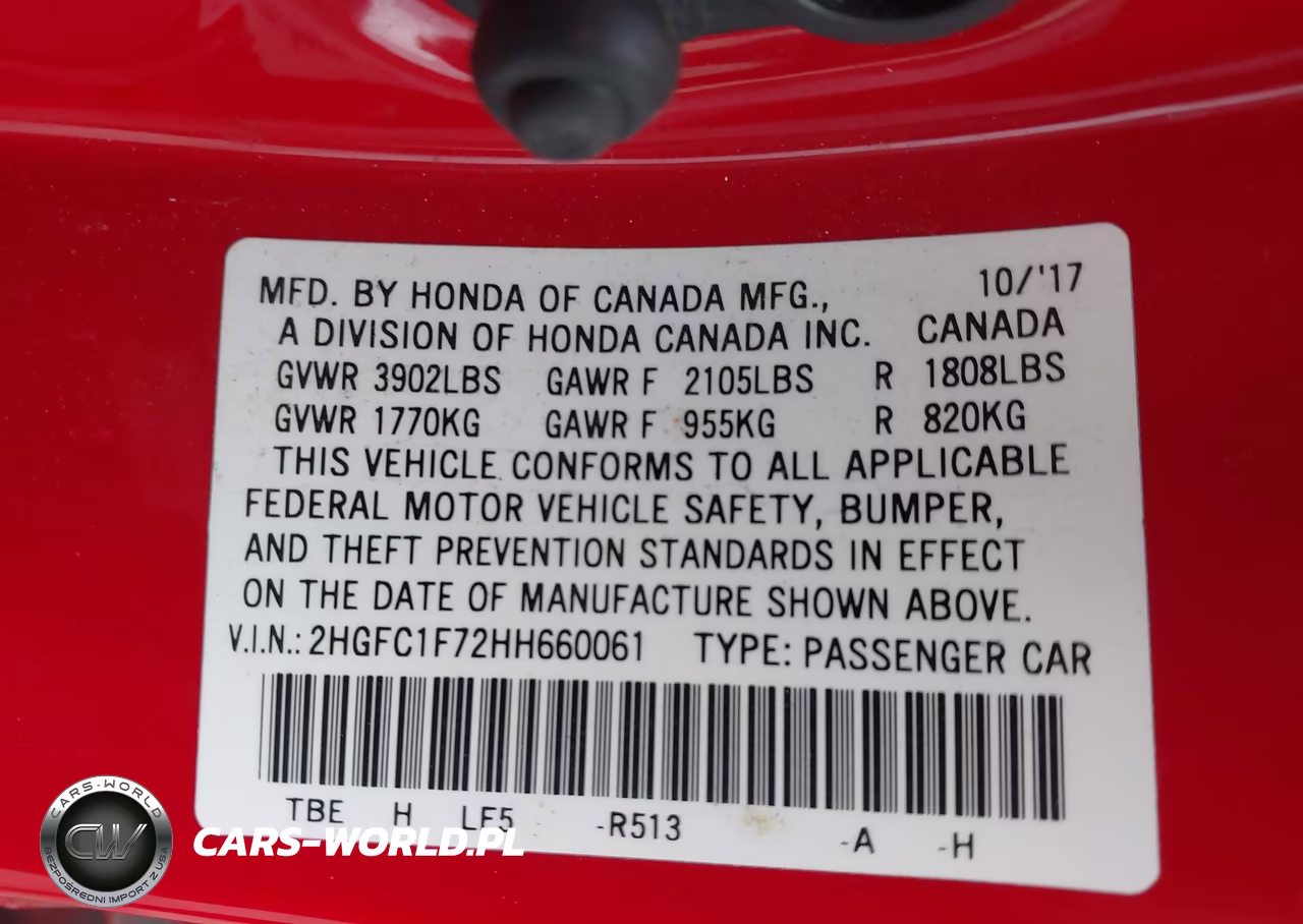 2017 Honda Civic Ex-L VIN:2HGFC1F72HH660061 - 9