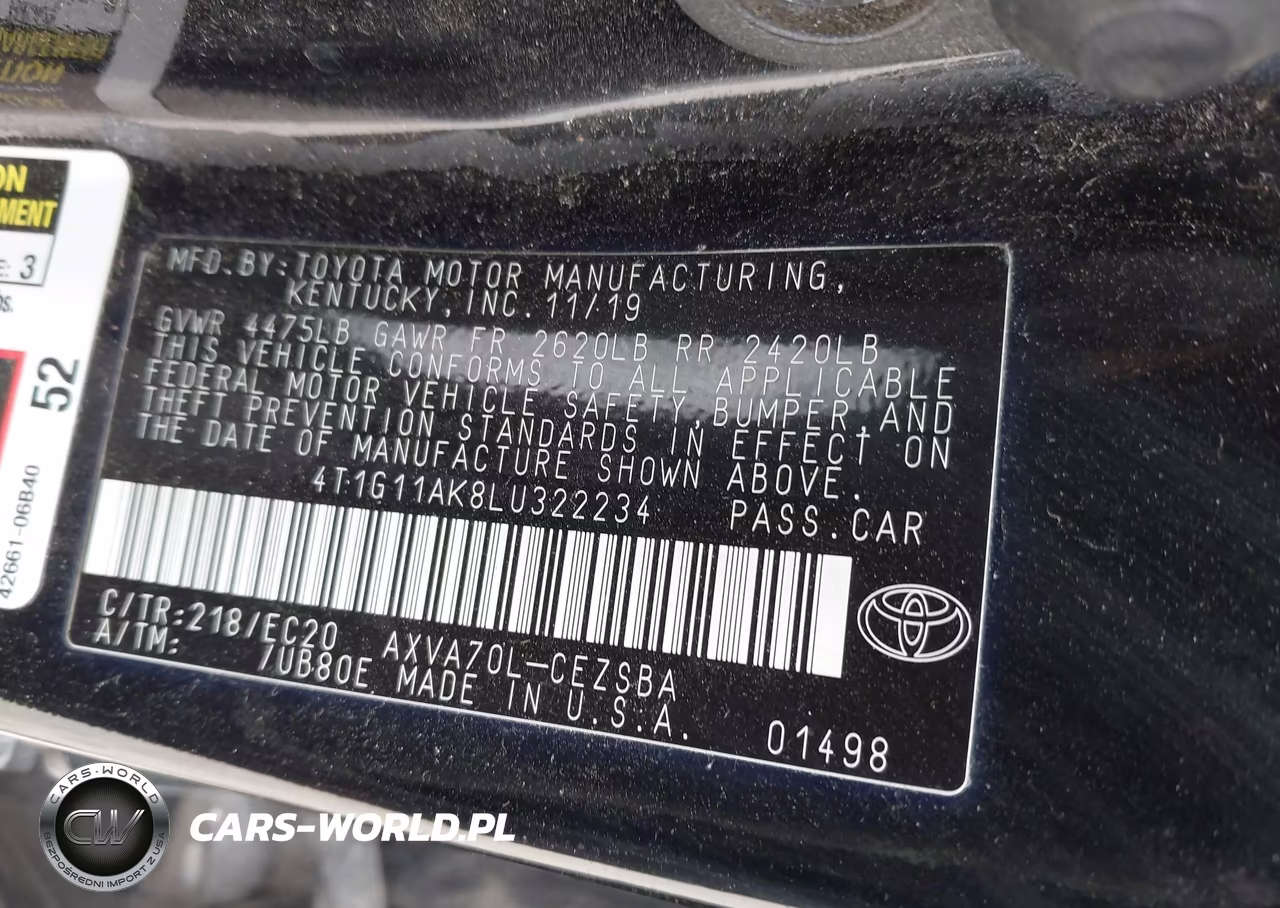 2020 Toyota Camry Se Nightshade Edition VIN:4T1G11AK8LU322234 - 9