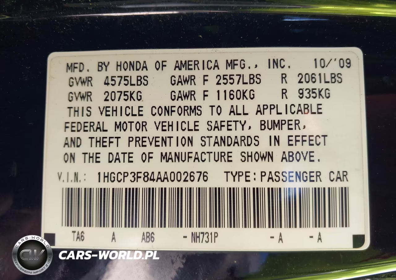 2010 Honda Accord 3.5 Ex-L VIN:1HGCP3F84AA002676 - 9