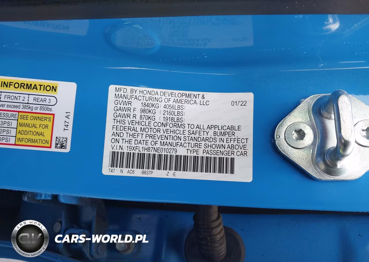 2022 Honda Civic Sport Touring VIN:19XFL1H87NE010279 - 9