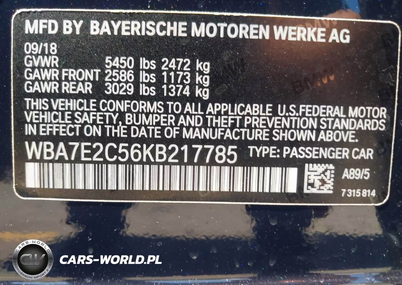 2019 BMW 740I VIN:WBA7E2C56KB217785 - 9