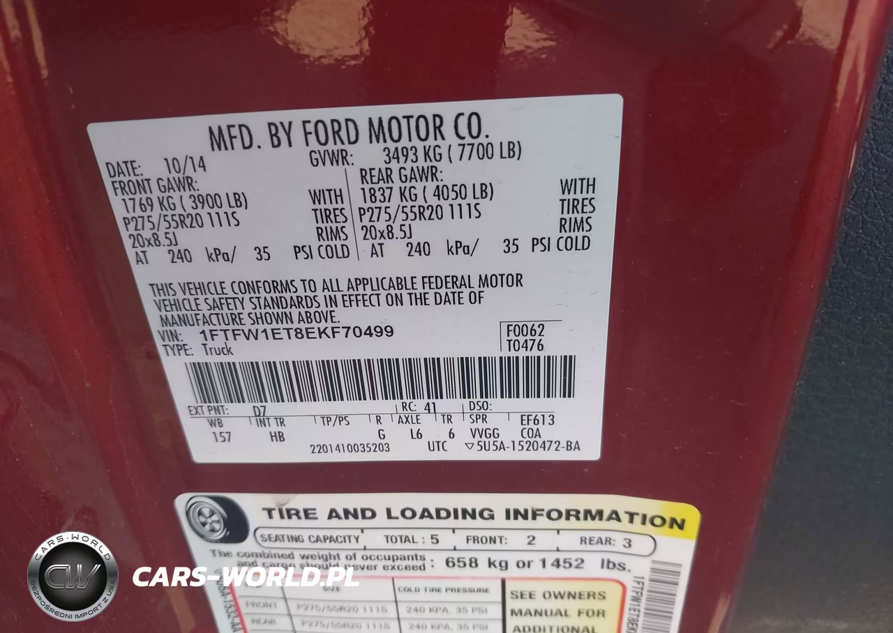 2014 Ford F-150 Lariat VIN:1FTFW1ET8EKF70499 - 9