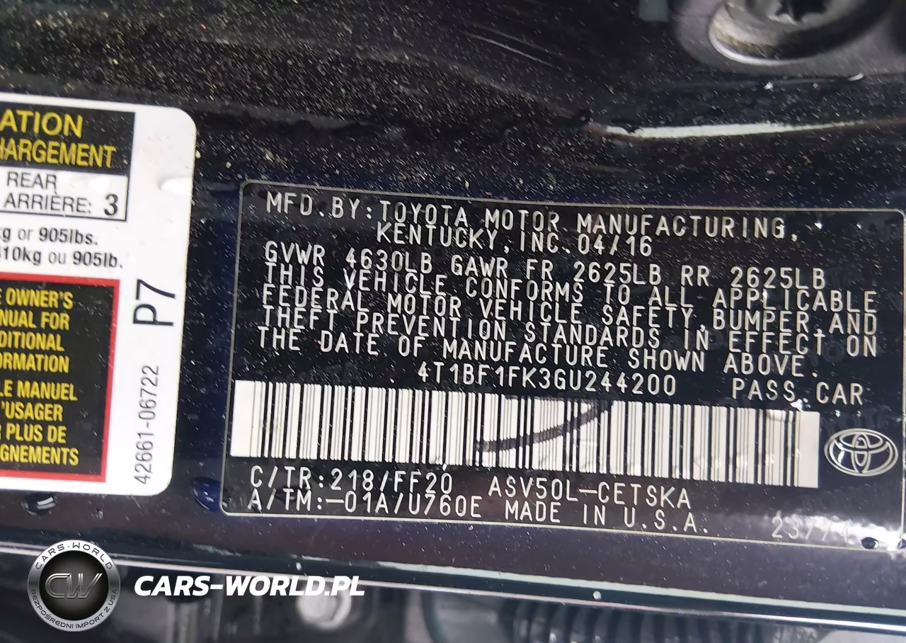 2016 Toyota Camry Se VIN:4T1BF1FK3GU244200 - 9