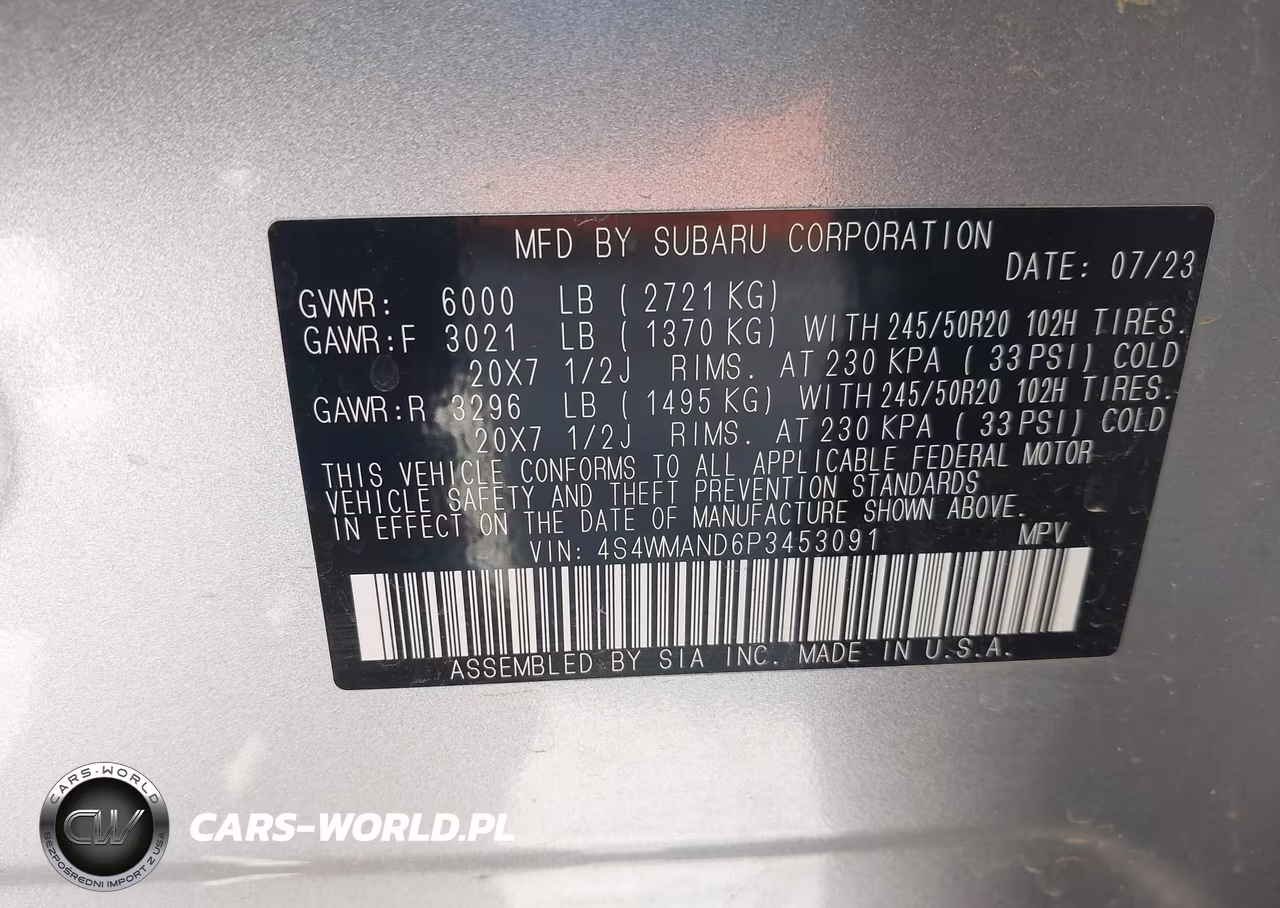 2023 Subaru Ascent Limited 8-Passenger VIN:4S4WMAND6P3453091 - 9
