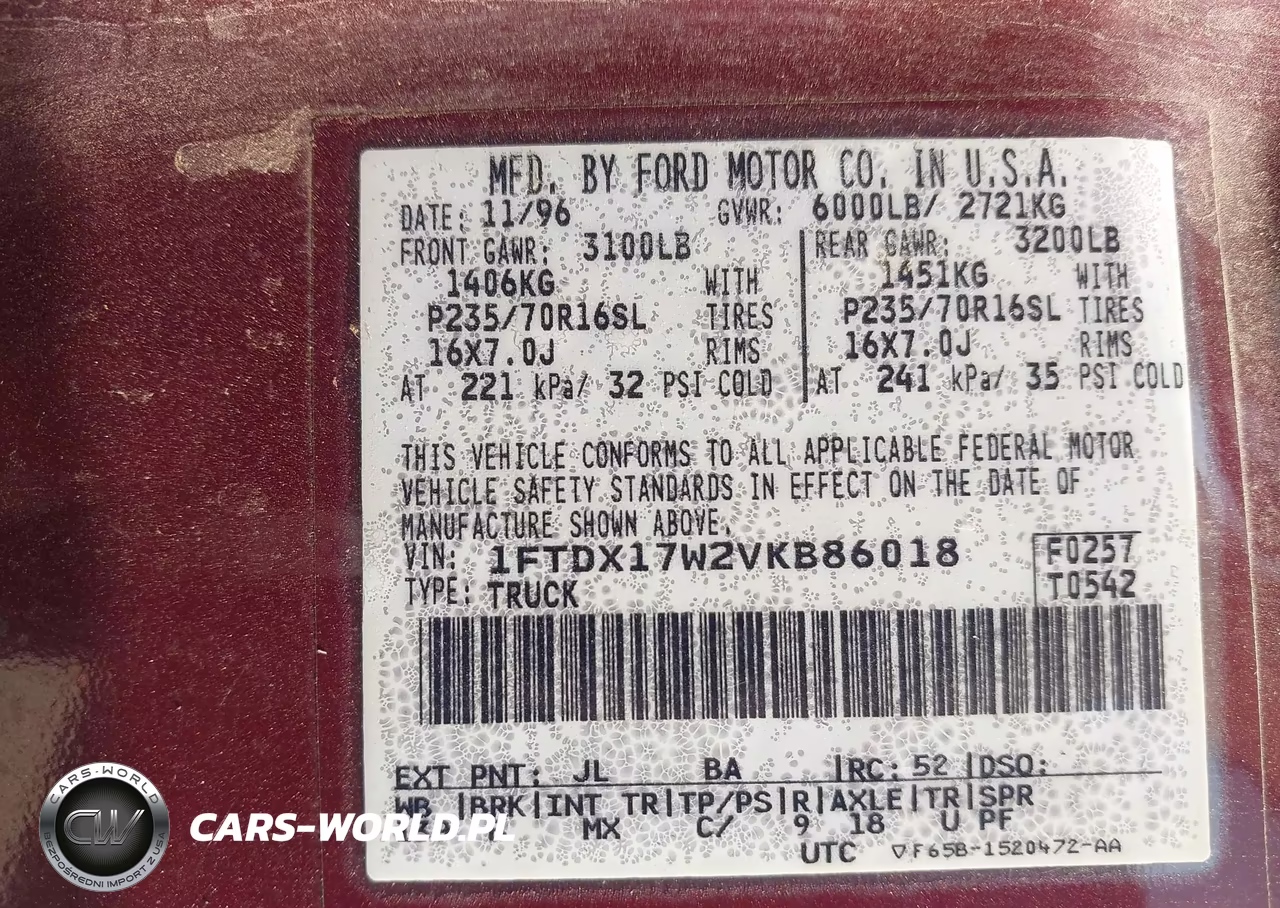 1997 Ford F-150 Lariat-Standard-Xl-Xlt VIN:1FTDX17W2VKB86018 - 9