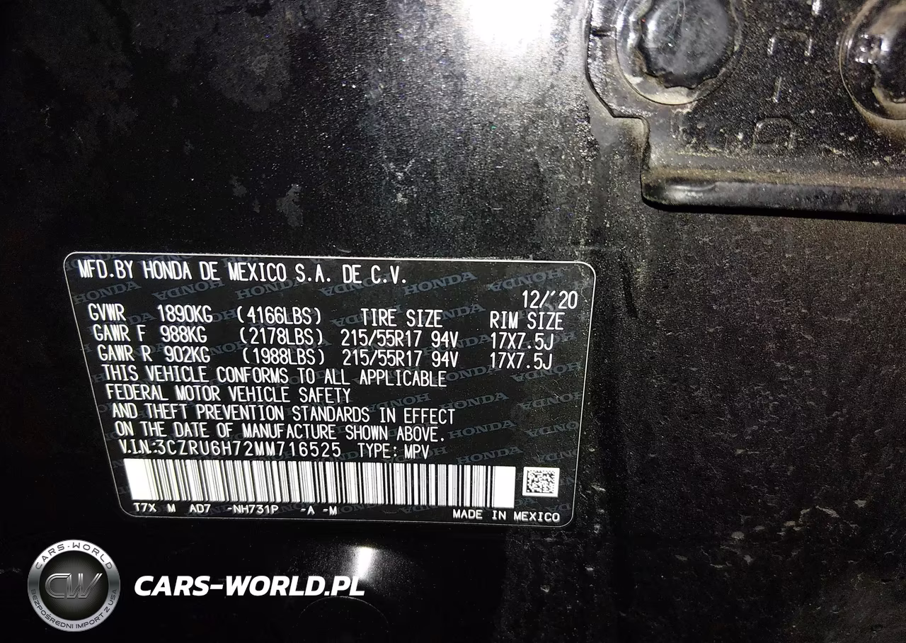 2021 Honda Hr-V Awd Ex-L VIN:3CZRU6H72MM716525 - 9
