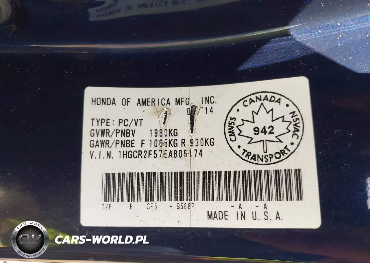 2014 Honda Accord Sport VIN:1HGCR2F57EA805174 - 9