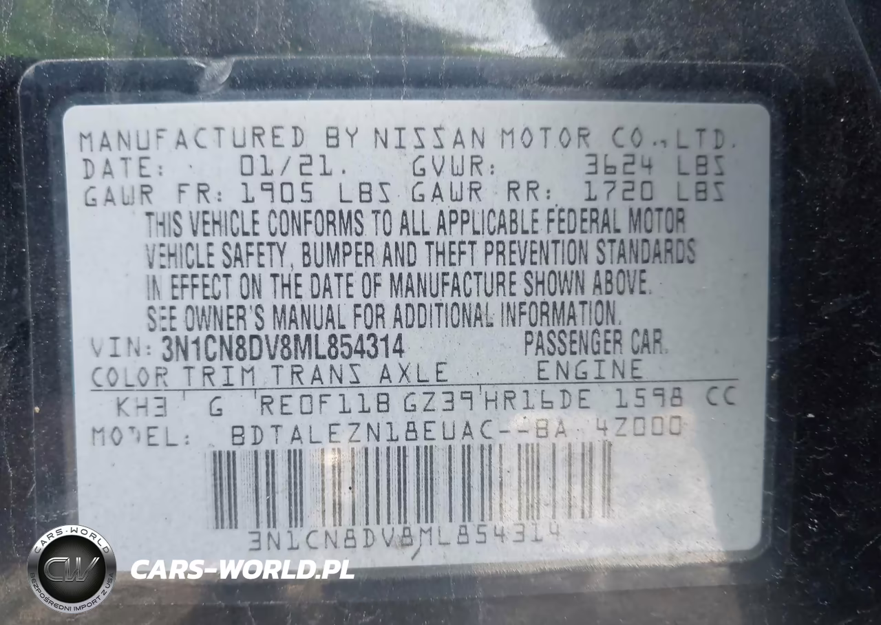 2021 Nissan Versa S Xtronic Cvt VIN:3N1CN8DV8ML854314 - 9