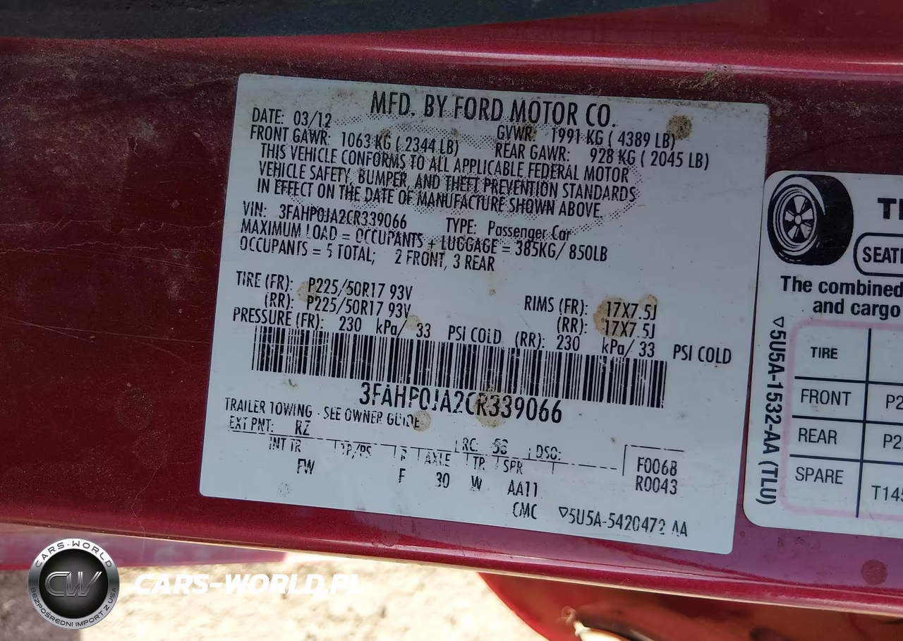 2012 Ford Fusion Sel VIN:3FAHP0JA2CR339066 - 9