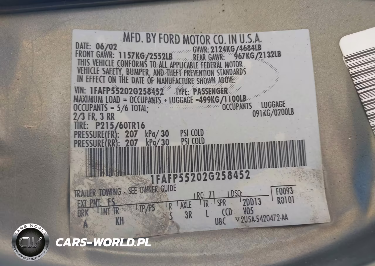 2002 Ford Taurus Ses VIN:1FAFP55202G258452 - 9