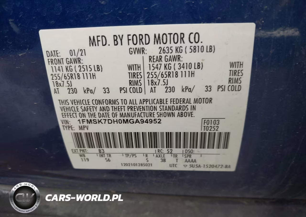 2021 Ford Explorer Xlt VIN:1FMSK7DH0MGA94952 - 9