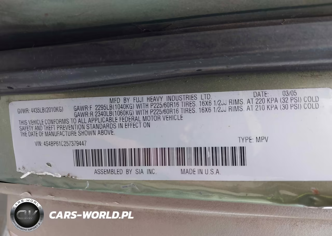 2005 Subaru Outback 2.5I VIN:4S4BP61C257379447 - 9